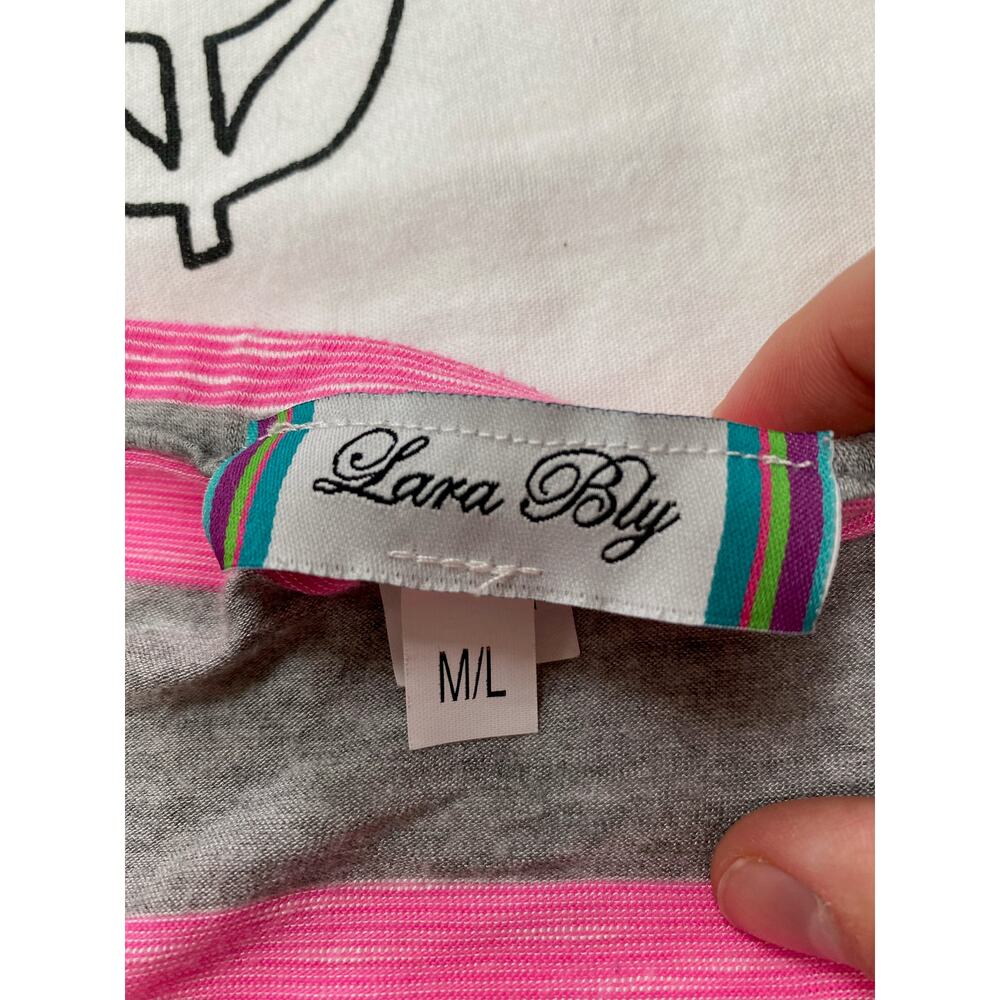 Lara Bly Striped Pink and Grey Cropped Top - Picture 4 of 5